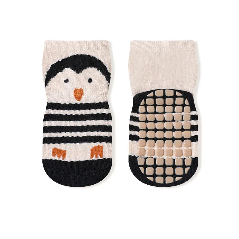 5 Pairs Kids Non-Slip Socks Cute Cartoon Pattern Baby Boys Girls Floor Socks Comfortable Breathable for Toddler Children
